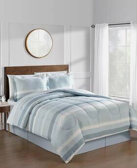 19157429 Fairfield Square Collection Austin Stripe Reversible 8 Pc. Comforter S./cal King