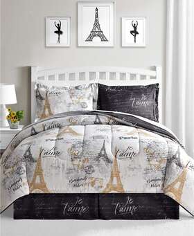 Fairfield Square Collection 734737532748 Paris Metallic 8-pc California King Reversible Comforter Set. Cal