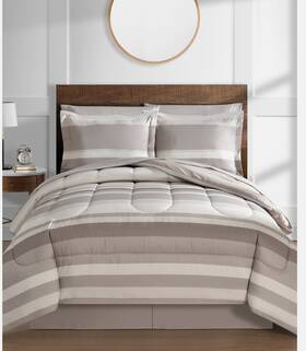 Fairfield Square Collection 734737558342 Austin Stripe/solid Reversible 8 Pc. Comforter Set Taupe
