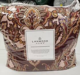 Fairfield Square Collection 734737619548 Lanwood Home Odyssey Scroll/stripe Reversible 8 Pc. Queen Comforter Set Brown