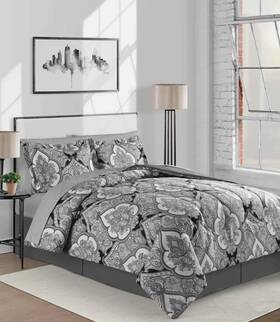Fairfield Square Collection 734737635593 Gotham Reversible 6pc. Comforter Sets Created For Macys - Black/white Nwt