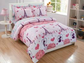 Fancy Linen Llc Inc 705377920141 Comforter Set For Girls/teens Paris Eiffel Tower Hearts Grey Pink New Queen