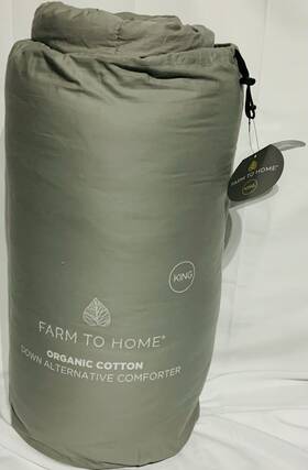 Farm To Home 788904045265 Organic Cotton Down Alternative Comforter King- Gray