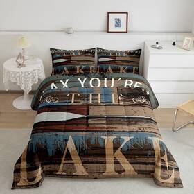 Feelyou 445057481403 The Lake House Comforter Set Cabin Paddle Bedding For Kids Boys Girls Rustic