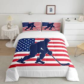 Feelyou 705353142192 Ice Hockey Comforter Set Full Size Player Bedding For Kids Boys Girls