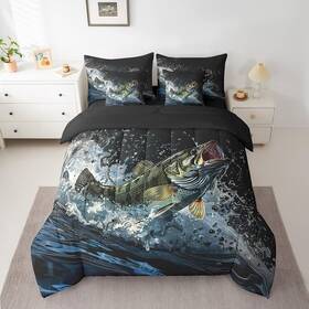 Feelyou 711181411997 Big Pike Fish Comforter Set With Sheets Bass Hunting And Fishin