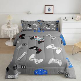 Feelyou B08zmvhjkv Video Game Comforter Set Console Gamer Gray Bedding For Kids Boys