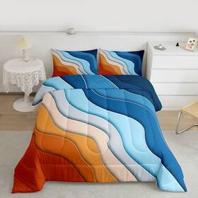 B0c1nsm3zl Feelyou Abstract Ombre Comforter Set Ocean Waves Bedding Decor Blue Red And
