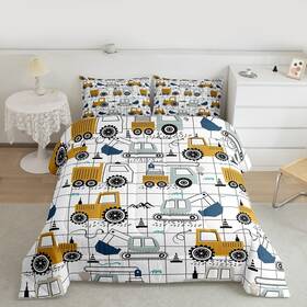 B0c89s2xml Feelyou Construction Comforter Set Full Size Kids Excavator Tractor Toddler