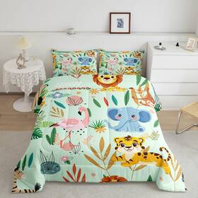 B0d3dwzntj Feelyou Nursery Cute Wild Animals Kids Bedding Set Twin Size For Girls Boys