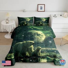 B0d9l4bmqz Feelyou Polar Bear Comforter Set For Girls Boys Kids King Size Moon