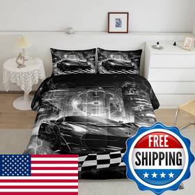 B0df78d9c2 Feelyou Boys Black Race Car Twin Size Bedding Set Kids Racing Decor