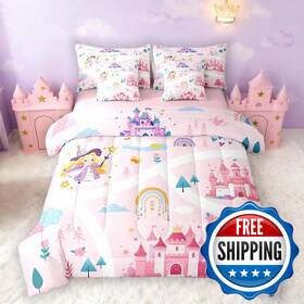 B0f47r8r2y Feelyou Kids Princess Bed In A Bag Full Size Girls Dreamy Magic Castle