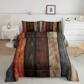 B0fldl9pw9 Feelyou Farmhouse Kids Comforter Set Queen Size Cabin Bedding Wood Grain