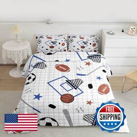 B0fnwnm4td Feelyou Ball Sport Comforter Set All Season Basketball Foorball Bedding With