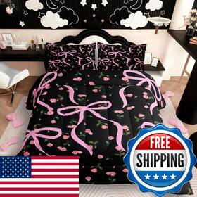B0fpc4nclg Feelyou Watercolor Bow Comforter Set Full Size Cute Bowknot Bedding For