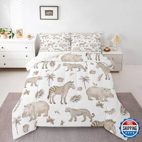 B0fxg1rvhx Feelyou African Safari Animal Comforter Set All Season Wild Zebra Hippo Leopard Bedding