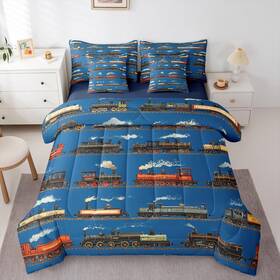 B0g6kvybpx Feelyou Vintage Train Comforter Set Sheets 7 Piece Full Size Steam Engine