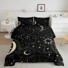 Hml4602bzwt Feelyou Sun And Moon Comforter Set Boho Exotic Bedding Galaxy Astrology Fo