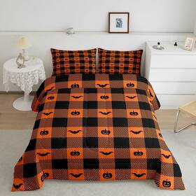 Hmls0222bznxx-full Feelyou Cartoon Pumpkin Lantern Bats Bedding Set Halloween Comforter For Kids Boys G