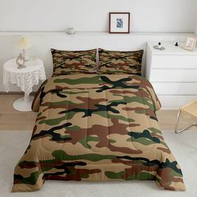 Lwh15649bznxx-full Feelyou Army Camouflage Lightweight Bedding Set Youth Camo Comforter For Kids Boy