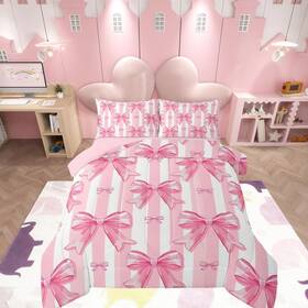 Sgq4763ywy-bzab Feelyou Pink Bowknot Comforter Set Dreamy Princess Bedding Twin Size Girl