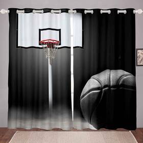 Sx18278wczsj-42 Feelyou 84 Basketball Curtains For Girls Boys Children Black 3d Ball