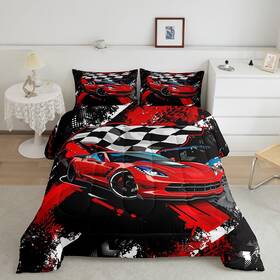 Sx8528bzzsj Feelyou Car Bedding Set For Boys Cool Racing Sports Comforter Cover Children