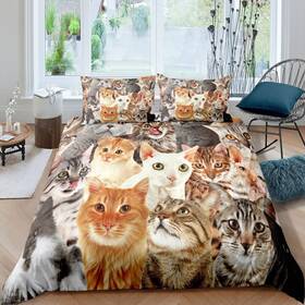 Sx9416wx-twin Feelyou Cat Comforter Cover Set Lover Gifts Bedding For Women Cute Kitten