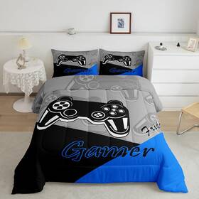 Sxs4336bzwx-full Feelyou Gaming Comforter For Boys Teen Video Game Bedding Set Kids Gamer Full Blue