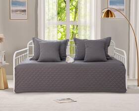 Feyocn 768459106529 5-piece Daybed Cover Set Gray Twin Cozy Bedding Sets 39x75 Dark