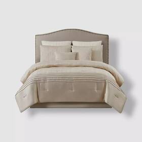 Fifth Avenue Lux 783048106599 Beige Noelle 7-piece Queen Comforter Set