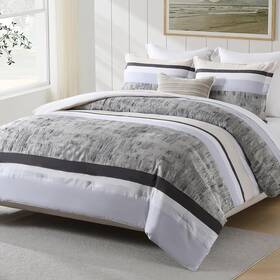 Finlonte 639393949384 Luxury Queen Comforter Set - Cotton Striped Size