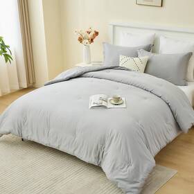 Finlonte 639393964257 King Comforter Set 100% Cotton Bedding Fluffy Solid