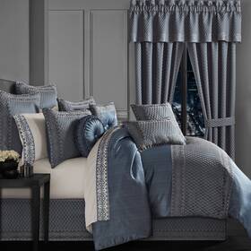 Five Queens Court 193842126257 Leah Comforter Set Blue California King