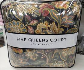 Five Queens Court 193842126295 Stefania Black/foral King Comforter Set -new