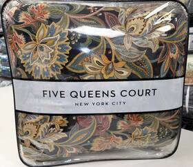 Five Queens Court 193842126318 Stefania Black/foral California King Comforter Set -new