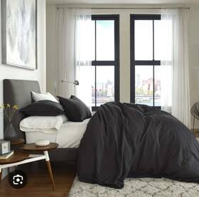 Flatiron 028828384287 Home Collection Washed Lined Cotton King Sham In Raven