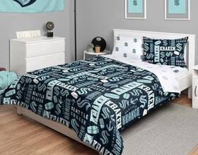 Foco 198408459770 Nhl Seattle Kraken Twin 5-piece Bed In A Bag Comforter Sheet Set By