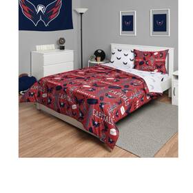 Foco-17nhlcomf-0008 Foco Nhl Washington Capitals Full 5-piece Comforter Set Red/navy Reversible