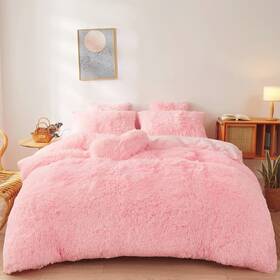 Foppa 711271534926 Fluffy Comforters Cover Twin Size - Ultra Soft Plush Pink Bedding Sets 2 Piec