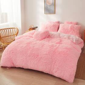 Foppa 732122177482 Pink Fluffy Comforter Queen Size With Filler Soft Faux Fur Plush 3