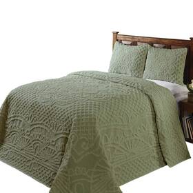 Fox Valley Traders 840053057770 Trevor Chenille 3-piece Bedding Set Sage Twin