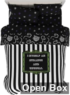 7c1308 Franco 5 Piece Collectibles Beetlejuice Halloween Striped Bedding Set Queen