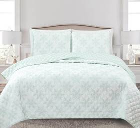 Ec700900 Freshfolds Blue Reversible Large Snowflake Printed Quilt Set Full/queen With Shams