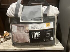 1841860 Frye 2 Inch Solid Channel Faux Fur Comforter Set 3-piece King Size Beige