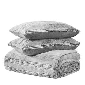 1841856 Frye 783048248664 Faux Fur Carved Luxury Comforter 3 Piece King Set Reversible Gray