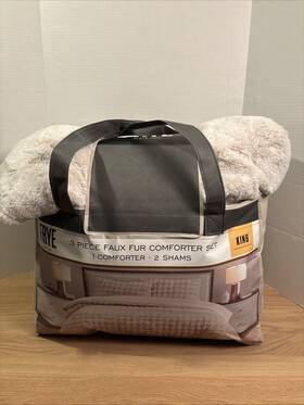 Frye 783048284846 3 Piece - Faux Fur Comforter Set Beige