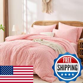 B0fr45l5l3 Fuanna Pink Full Size Comforter Sets 7 Pieces Luxury Seersucker Bed In A Bag Fu