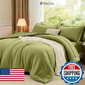 B0fr4tlvh2 Fuanna Full Size Comforter Sets Olive Green 7 Pieces All Season Bed In A Bag Lig